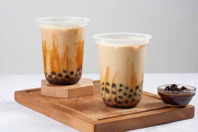 Image of two boba milk tea drinks